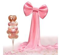JIANFA Large Pink Bow 50 * 160cm, Pink bows for Christmas Tree with 10 Floor Balloons for Present Birthday Wedding, Reusable Party Centerpiece for Girls Bedroom Baby Shower Decor