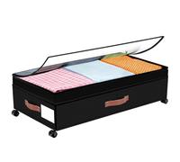 JIANFA XXXL Under Bed Storage on Wheels, 78L Rolling Underbed Drawers with Metal Frame for Seasonal Clothing, Under Bed Storage Box with Lid for Comforter Storage & Home Organization