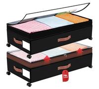 JIANFA XXXL Under Bed Storage on Wheels, 78L Rolling Underbed Drawers with Metal Frame for Seasonal Clothing, Under Bed Storage Box with Lid for Comforter Storage & Home Organization (2)