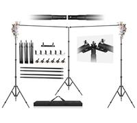 Jiang&Rong 2.6 x 6m/8.5 x 20ft (H x W) Adjustable Photo Backdrop Stand Kit, Large Photography Background Stand with 308°Angle Rotatable Connector for Wedding, Birthday, Party
