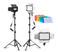 Jiang&Rong 2 Pack LED Video Lighting Kit - 5600K Adjustable USB Studio Light with Barndoor, 9 Colors, for Photography, Streaming, YouTube, TikTok, Film, Recording Studio, Camera Photo Light