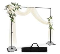 Jiang&Rong Backdrop Stand Kit - 3 x 2.6m/10 x 8.5ft Adjustable Photo Background Stand Support Poles with Heavy Duty Flat Base, Metal Steel Pipe and Drape Frame Kit for Parties Birthday Wedding - Black