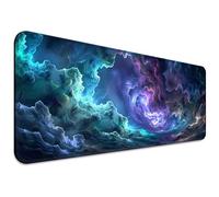 JIANG100 Abstract Galaxy Nebula Universe Space Gaming Desk Mat, Computer Keyboard Large Extended Mouse Pad for Office and Home, 31.5×11.8 Inches, XL, Blue