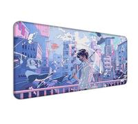 JIANG100 Cute Kawaii Anime Mouse Pad, Japanese Fantasy City Boy Mousepad for Gaming Office and Home, Computer Keyboard Laptop Desk Mat, Purple