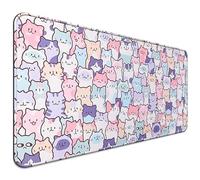 JIANG100 Cute Kawaii Cat Mouse Pad, Gaming Office Home Mousepad, Computer Keyboard and Laptop Desk Mat for Women, Large Extended Non-Slip Rubber Base with Stitched Edges, 31.5x15.7x0.12 in, Pink