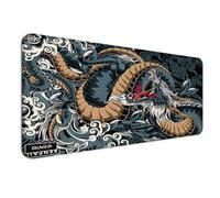 JIANG100 Dragon Mouse Pad, Gaming Office Home Mousepad, Computer Keyboard Laptop Desk Mat for Man, Large Extended Non-Slip Rubber Base, with Stitched Edges, 31.5x15.7x0.12 in, Dark Blue