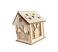 Jiangbered DIY Hanging Wooden Spring House Kit, Easter Village, 3D Wooden Bunny House, Paintable for Art Projects, Ada, Style E