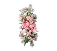 Jiangbered Teardrop Christmas Wreath for The Front Door, Easy to Hang, Practical for The Garden, for Indoor and Outdoor Use, Pink