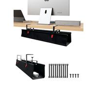 Jiangce 48" No Drill Under Desk Cable Management Tray - Upgraded Oxford Fabric with Cable Loop, No Damage to Table for Standing Desks and Home Office (Extra Large (48 Inch))