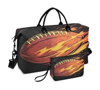 JiangGgen American Football Quilted Weekender Travel Bag with Toiletry Bag Gym Tote Handbag Carry On Duffel Bags-2Pack