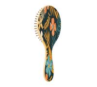 JiangGgen Banana Leaf Flower Natural Wooden Rubber Hair Brush,Gentle Massage with Ergonomic Detangling Hair Brush for Thick Curly Thin Long Short Hair Makes Hair Smooth