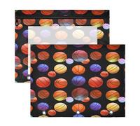 JiangGgen Basketballs 2 Pack 3 Ring Binder Pencil Pouch,Binder Pencil Case with Clear Window Zipper Big Capacity Pencil Bags