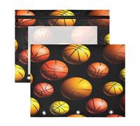 JiangGgen Basketballs 2 Pack 3 Ring Binder Pencil Pouch,Binder Pencil Case with Clear Window Zipper Big Capacity Pencil Bags
