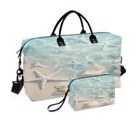 JiangGgen Beach Starfish Quilted Weekender Travel Bag with Toiletry Bag Gym Tote Handbag Carry On Duffel Bags-2Pack