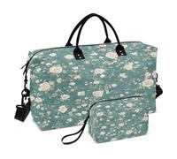 JiangGgen Beautiful Flowers Quilted Weekender Travel Bag with Toiletry Bag Gym Tote Handbag Carry On Duffel Bags-2Pack