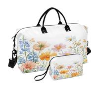 JiangGgen Beautiful Flowers Quilted Weekender Travel Bag with Toiletry Bag Gym Tote Handbag Carry On Duffel Bags-2Pack