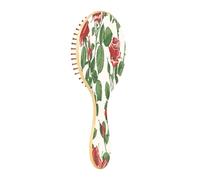 JiangGgen Beautiful Red Rose Natural Wooden Rubber Hair Brush,Gentle Massage with Ergonomic Detangling Hair Brush for Thick Curly Thin Long Short Hair Makes Hair Smooth