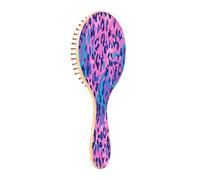 JiangGgen Blue Leopard Dots Natural Wooden Rubber Hair Brush,Gentle Massage with Ergonomic Detangling Hair Brush for Thick Curly Thin Long Short Hair Makes Hair Smooth