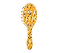 JiangGgen Brown Leopard Dots Natural Wooden Rubber Hair Brush,Gentle Massage with Ergonomic Detangling Hair Brush for Thick Curly Thin Long Short Hair Makes Hair Smooth