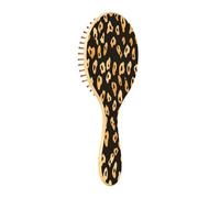 JiangGgen Brown Leopard Dots Natural Wooden Rubber Hair Brush,Gentle Massage with Ergonomic Detangling Hair Brush for Thick Curly Thin Long Short Hair Makes Hair Smooth