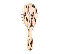 JiangGgen Brown Leopard Natural Wooden Rubber Hair Brush,Gentle Massage with Ergonomic Detangling Hair Brush for Thick Curly Thin Long Short Hair Makes Hair Smooth
