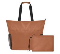JiangGgen Brown Solid Color Beach Tote,Waterproof Beach Totes Bag Pool Bag