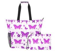 JiangGgen Butterflies Beach Tote,Waterproof Beach Totes Bag Pool Bag