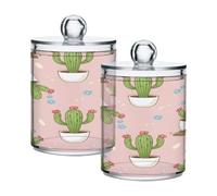 JiangGgen Cactus 2PC Airtight Transparent Plastic Storage Jars With Storage Lids,Food Storage Containers Plastic Can Store Food Herbs Tea Etc
