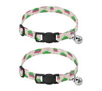 JiangGgen Cactus Dog Collar and Cat Collar with Bell,Adjustable Buckle Soft Pets Collar for Small Medium Dogs & Cats
