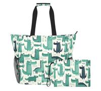 JiangGgen Cartoon Crocodiles Beach Tote,Waterproof Beach Totes Bag Pool Bag