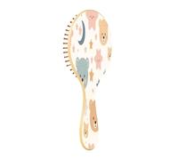 JiangGgen Cartoon Cute Star Bear Natural Wooden Rubber Hair Brush,Gentle Massage with Ergonomic Detangling Hair Brush for Thick Curly Thin Long Short Hair Makes Hair Smooth