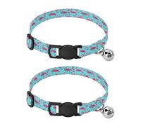 JiangGgen Cartoon Flamingo Dog Collar and Cat Collar with Bell,Adjustable Buckle Soft Pets Collar for Small Medium Dogs & Cats