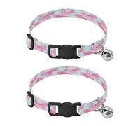 JiangGgen Cartoon Flamingo Dog Collar and Cat Collar with Bell,Adjustable Buckle Soft Pets Collar for Small Medium Dogs & Cats