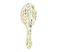 JiangGgen Cartoon Green Leaf Natural Wooden Rubber Hair Brush,Gentle Massage with Ergonomic Detangling Hair Brush for Thick Curly Thin Long Short Hair Makes Hair Smooth
