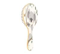 JiangGgen Cartoon Koala Natural Wooden Rubber Hair Brush,Gentle Massage with Ergonomic Detangling Hair Brush for Thick Curly Thin Long Short Hair Makes Hair Smooth