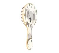 JiangGgen Cartoon Koala Natural Wooden Rubber Hair Brush,Gentle Massage with Ergonomic Detangling Hair Brush for Thick Curly Thin Long Short Hair Makes Hair Smooth