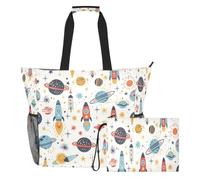 JiangGgen Cartoon Rockets Beach Tote,Waterproof Beach Totes Bag Pool Bag