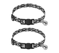 JiangGgen Checkered Skull Dog Collar and Cat Collar with Bell,Adjustable Buckle Soft Pets Collar for Small Medium Dogs & Cats