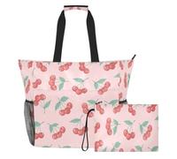 JiangGgen Cherries Beach Tote,Waterproof Beach Totes Bag Pool Bag