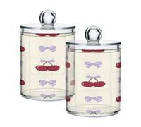 JiangGgen Cherry 2PC Airtight Transparent Plastic Storage Jars With Storage Lids,Food Storage Containers Plastic Can Store Food Herbs Tea Etc