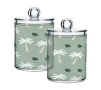 JiangGgen Coconut Tree 4PC Airtight Transparent Plastic Storage Jars With Storage Lids,Food Storage Containers Plastic Can Store Food Herbs Tea Etc