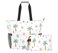 JiangGgen Coconut Tree Beach Tote,Waterproof Beach Totes Bag Pool Bag