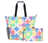 JiangGgen Color Puzzle Beach Tote,Waterproof Beach Totes Bag Pool Bag