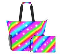 JiangGgen Color Stripes Beach Tote,Waterproof Beach Totes Bag Pool Bag