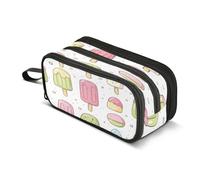 JiangGgen Colorful Cartoon Ice Cream Pencil Case with Zipper Pencil Bag Large Stationery Organizer Stationery Organizer for Cosmetics Office Pen Holder Storage Pouch