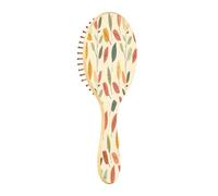 JiangGgen Colorful Leaf Natural Wooden Rubber Hair Brush,Gentle Massage with Ergonomic Detangling Hair Brush for Thick Curly Thin Long Short Hair Makes Hair Smooth