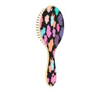 JiangGgen Colorful Leopard Texture Natural Wooden Rubber Hair Brush,Gentle Massage with Ergonomic Detangling Hair Brush for Thick Curly Thin Long Short Hair Makes Hair Smooth