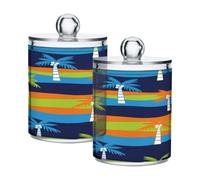 JiangGgen Colorful Palms 4PC Airtight Transparent Plastic Storage Jars With Storage Lids,Food Storage Containers Plastic Can Store Food Herbs Tea Etc