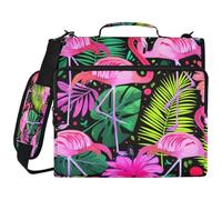 JiangGgen Colorful Tropical Leaves 3 Ring Binder Organiser with Shoulder Strap 2 Inch 500 Sheets Capacity Multiple Pockets Zipper Binder