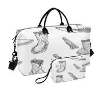 JiangGgen Cowboy Hat Quilted Weekender Travel Bag with Toiletry Bag Gym Tote Handbag Carry On Duffel Bags-2Pack